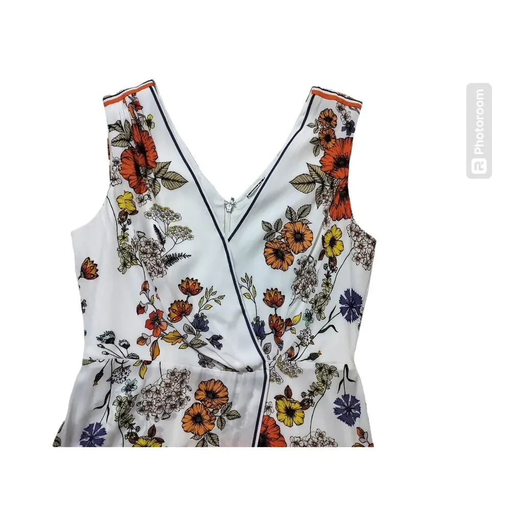 Elie Tahari Women's Jannele Orange Floral Sleeveless Fit & Flare Dress | Size‎ 4
